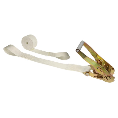 Us Cargo Control 2" x 15' White Tent Ratchet Strap w/ Sewn Loop on Both Ends 5015SL-WHT